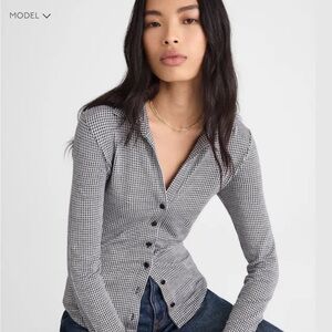 Madewell Gingham Camp Long Sleeve Top